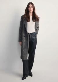 Ochnik Szare długie futro damskie FUTDP-0066-96(Z25) r