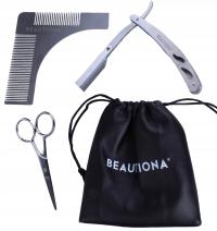 НАБОР ДЛЯ БОРОДЫ БРИТВА НОЖНИЦЫ ШАБЛОН ЛЕЗВИЯ ЧЕХОЛ