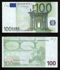 Hiszpania 2002 - 100 euro -Pick 18v XF Signature Draghi Prefix V03289561195