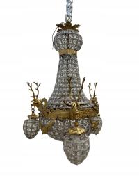 LAMPA ŻYRANDOL KRYSZTAŁ- gruszka MYŚLIWSKI Z JELENIAMI 65 X 50 CM