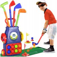 MINI GOLF DLA DZIECI ZESTAW DO GRY W GOLFA Z WÓZKIEM KIJE GOLFOWE PIŁECZKI