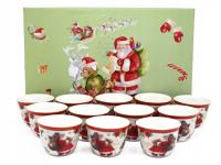 KOMPLET 12 ŚWIĄTECZNYCH KUBECZKÓW/FILIŻANEK 80ML W OZDOBNYM OPAKOWANIU