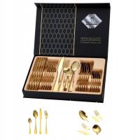 KOMPLET SZTUĆCÓW ZŁOTE ZESTAW 24 EL. 6 OS SZTUĆCE