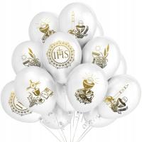 Zestaw balony komunijnych białe IHS Hostia 20szt