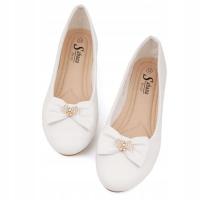 YourShoes - buty komunijne białe balerinki skóra ekologiczna