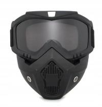 GOGLE MOTOCYKLOWE MASKA Uniwersalna Motocykl TAKTYCZNA ZDEJMOWANĄ CZARNY