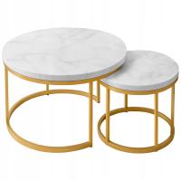 Набор журнальных столиков 2в1 раскладной для гостиной гламурный мраморный белый SK110MB