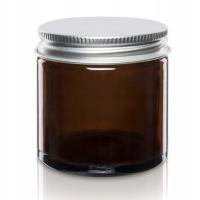 Коричневая стеклянная банка 120 мл с крышкой ALU x5