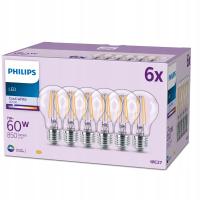 Żarówka LED E27 7W = 60W 4000K NEUTRALNA OZDOBNA FILAMENT Philips 6 szt.