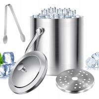 DUŻY WIADERKO DO LODU COOLER POJEMNIK TERMICZNY DO CHŁODZENIA 2L + SZCZYPCE