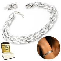 BRANSOLETKA SREBRNA 925 ŚLICZNY WARKOCZ DIAMENTOWANA NA PREZENT ETUI+GRAWER