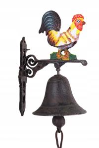 Чугунный настенный колокольчик - с петухом