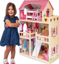 Портативный большой деревянный дом с кукольной мебелью для девочек