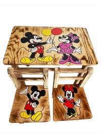 mebelki drewniane stolik 1 krzesełko myszka mickey