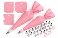 Wielorazowy Rękaw Cukierniczy Różowy 33 el. Zestaw XXL Dekorator Tortów