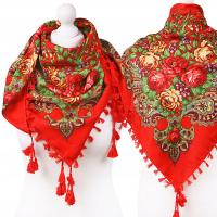 Большой народный платок Народный шарф цветы этно