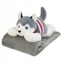 Pluszowy PIES koc poduszka duża XXL maskotka 3w1 pluszak zabawka prezent