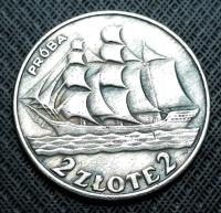 2 злотых 1936 , парусник, Польша, проба