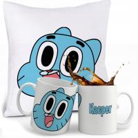 ZESTAW GUMBALL KUBEK + PODUSZKA + IMIE