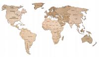 Drewniana Mapa Świata na Ścianę 180x90cm 3D, Grawer, Prezent Podróżnika