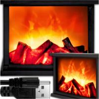 KOMINEK LED LAMPION Z OGNIEM 3D RUCHOMY PŁOMIEŃ LAMPA DEKORACJA ZIMA 28 CM