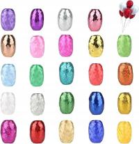 24X KOLOROWE TAŚMY PREZENTOWE HOLOGRAFICZNE PAKOWANIE DEKORACJA MARSZCZĄCA