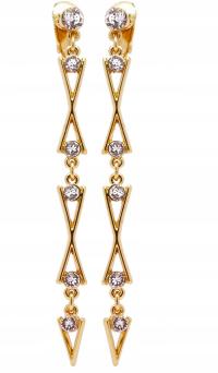 Klipsy Złote Bardzo Długie Efektowne na Wyjątkowe Okazje Cyrkonie Colibra