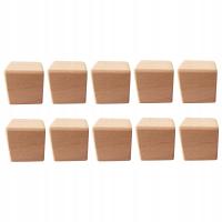 10 sztuk drewnianych kostek, niedokończonych pustych kwadratowych klocków drewnianych dla dzieci DIY 2,5 cm