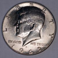 USA - 1/2 DOLARA HALF DOLLAR 1969 r. D KENNEDY SREBRO (2)