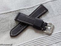 PASEK DO ZEGARKA NATURALNA SKÓRA SZYTY RĘCZNIE 28 MM CIEMNONBRĄZOWY