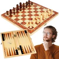 Деревянные шахматы шашки нарды 23 см подарок м