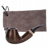 Hebanowa fajka z pierścieniem, błyszczące, drewniane słoje, retro, TZ