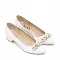 BRILU ŚLUBNE BALERINKI Z OZDOBĄ BIAŁE