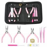 Zestaw Narzędzi Jubilerskich, Perłowy Róż, 160x110x29mm, 8szt/zestaw