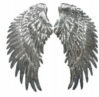 MD naszywka haftowana dekoracja srebrne SKRZYDŁA 26x15