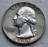 USA - 25 CENTÓW QUARTER DOLLAR LIBERTY 1964 r. D - srebro Ag