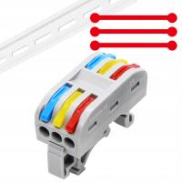 SZYBKOZŁĄCZKA ELEKTRYCZNA KABLOWA ZŁĄCZKA PRZELOTOWA NA SZYNĘ DIN 3 TORY