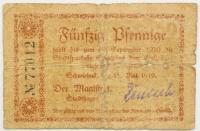 Notgeld Świebodzin Schwiebus in Schlesien Śląsk 50 pfennig fenigów 1920 rok