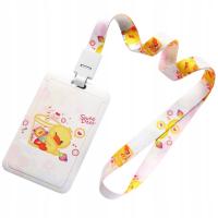 Etui na kartę dla dzieci z smyczą - kremowe w słodkie wzory - dziecięce