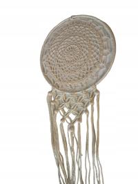 Łapacz Snów Ø 28 cm Dekoracja Ozdoba Z Koralikami Biały