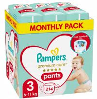 Pieluchomajtki Pampers Premium Care Pants Rozmiar 3 (6-11 kg) 214 szt.