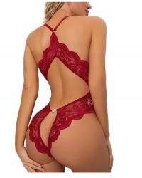СЕКСУАЛЬНОЕ ОТКРЫТОЕ КРАСНОЕ КРУЖЕВНОЕ БОДИ БРАЧНАЯ НОЧЬ 2XL /