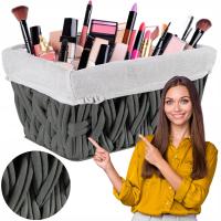 KOSZYK PLECIONY POJEMNIK ORGANIZER GRAFITOWY KOSZYCZEK KOSZ 30x20x15 cm