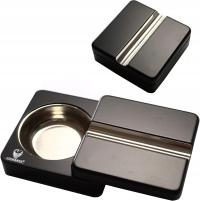 POPIELNICZKA DO CYGAR OBROTOWA DREWNIANA CZARNA KWADRATOWA