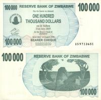 # ZIMBABWE - 100000 DOLARÓW - 2006 - P-48 - UNC