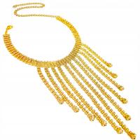 Złoty naszyjnik elegancki choker ślubny z cyrkoniami 32cm pozłacany prezent