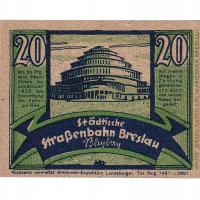 Banknot, Niemcy, Breslau, 20 Pfennig, Batiment, 19