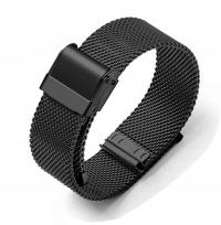 NOWA, CZARNA BRANSOLETA ZEGARKA SIATECZKA 24MM + TELESKOPY, GRUBOŚĆ 2 MM