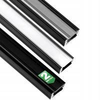 Алюминиевый профиль для светодиодных лент поверхностного монтажа черный 2 м