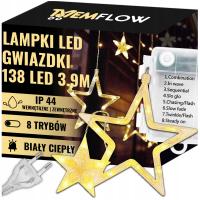 GIRLANDA ŚWIETLNA GWIAZDY CIEPŁY BIAŁY NA OKNO LAMPKI CHOINKOWE 138LED 3,9m